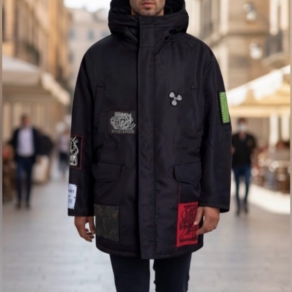 NWT $1534 McQ by alexander mcqueen mens Jucket Vortex Graphic Patched In…